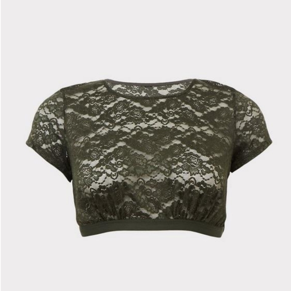 Lace Short Sleeve Under-It-All Crop Top - Picture 8 of 9